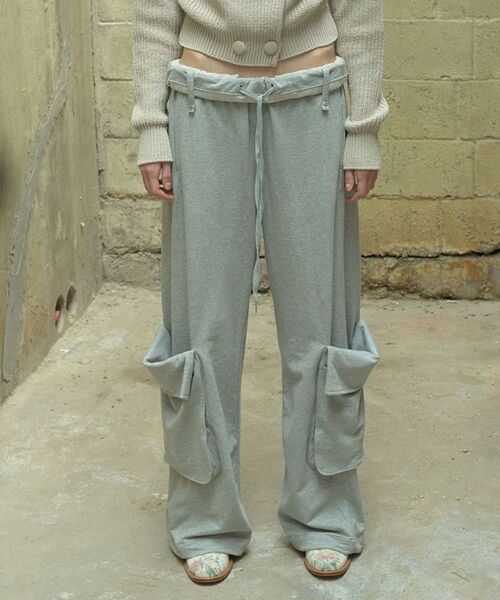 OPEN Yy(オープンワイワイ)の「【Geek Office / ギークオフィス】OPEN YY / ROLLED WAIST SWEAT CARGO PANTS(カーゴパンツ・レディース・チャコールグレー・SMALL)」の1枚目の写真