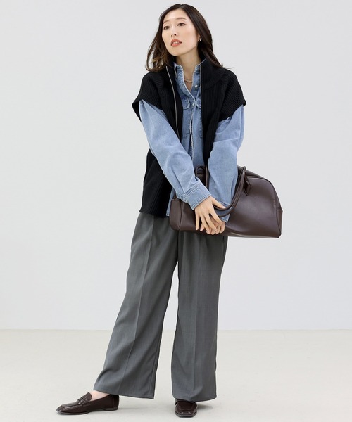 Aletta vita（アレッタビータ）の「エステルツイルツータックセミワイドパンツ（その他パンツ・レディース・ネイビー/ピンク/グレー・FREE）」の21枚目の写真