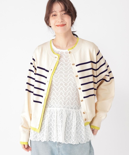 studio CLIP（スタディオクリップ）の「12ゲージボーダーレイヤーカーディガン（カーディガン/ボレロ・レディース・ネイビー/グレー/アイボリー・FREE）」の3枚目の写真