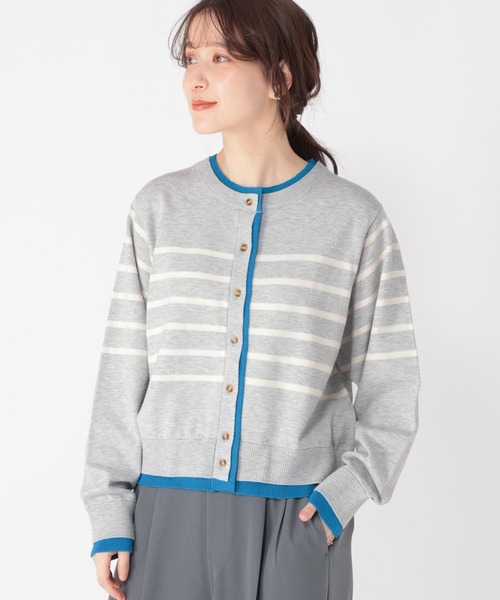 studio CLIP（スタディオクリップ）の「12ゲージボーダーレイヤーカーディガン（カーディガン/ボレロ・レディース・ネイビー/グレー/アイボリー・FREE）」の2枚目の写真