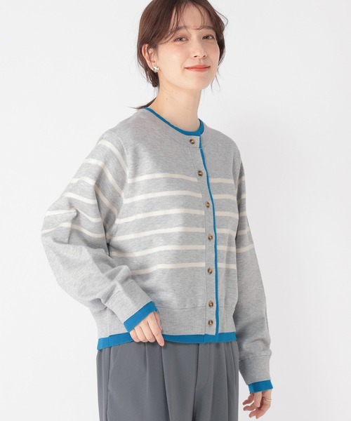 studio CLIP（スタディオクリップ）の「12ゲージボーダーレイヤーカーディガン（カーディガン/ボレロ・レディース・ネイビー/グレー/アイボリー・FREE）」の5枚目の写真