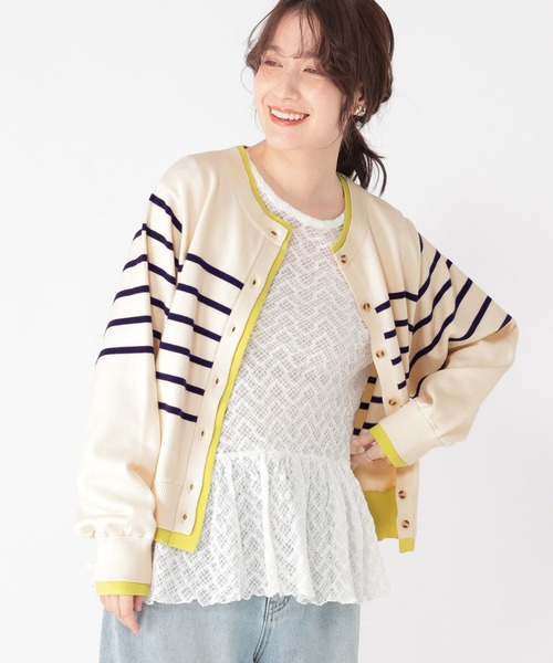 studio CLIP（スタディオクリップ）の「12ゲージボーダーレイヤーカーディガン（カーディガン/ボレロ・レディース・ネイビー/グレー/アイボリー・FREE）」の9枚目の写真