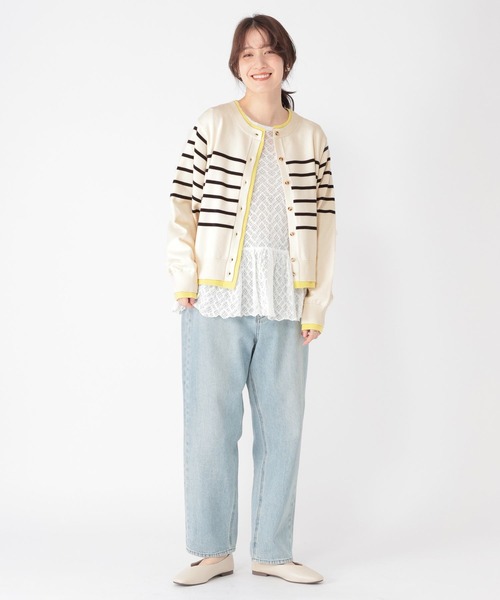 studio CLIP（スタディオクリップ）の「12ゲージボーダーレイヤーカーディガン（カーディガン/ボレロ・レディース・ネイビー/グレー/アイボリー・FREE）」の10枚目の写真