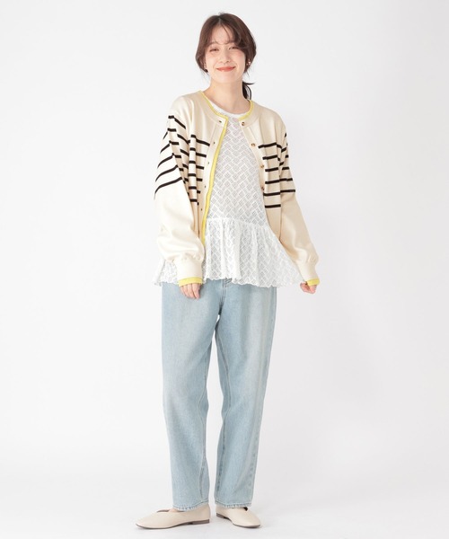 studio CLIP（スタディオクリップ）の「12ゲージボーダーレイヤーカーディガン（カーディガン/ボレロ・レディース・ネイビー/グレー/アイボリー・FREE）」の11枚目の写真