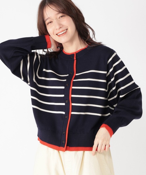 studio CLIP（スタディオクリップ）の「12ゲージボーダーレイヤーカーディガン（カーディガン/ボレロ・レディース・ネイビー/グレー/アイボリー・FREE）」の12枚目の写真