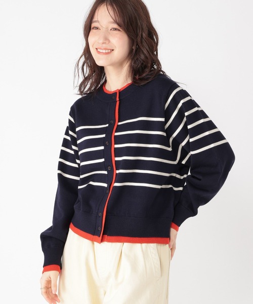 studio CLIP（スタディオクリップ）の「12ゲージボーダーレイヤーカーディガン（カーディガン/ボレロ・レディース・ネイビー/グレー/アイボリー・FREE）」の13枚目の写真