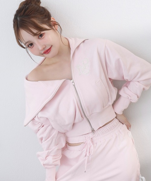 one after another NICE CLAUP(ワンアフターアナザーナイスクラップ)の「セーラーカラーロゴスウェット【セットアップボトムあり】(パーカー・レディース・ピンク/杢グレー/ブラック・FREE)」の3枚目の写真