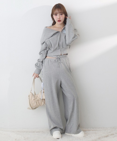 one after another NICE CLAUP(ワンアフターアナザーナイスクラップ)の「セーラーカラーロゴスウェット【セットアップボトムあり】(パーカー・レディース・ピンク/杢グレー/ブラック・FREE)」の4枚目の写真