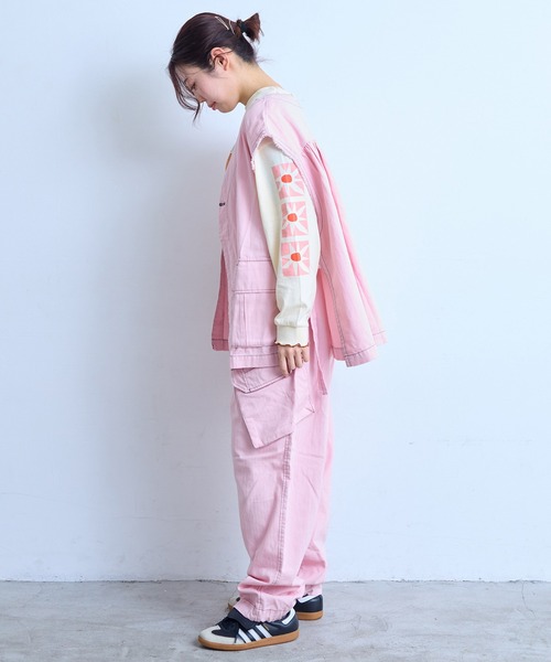 MARKEY'S（マーキーズ）の「ヘリンボンツイルミリタリーパンツ/おとな（カーゴパンツ・レディース・ライトピンク/ネイビー・160cm）」の7枚目の写真