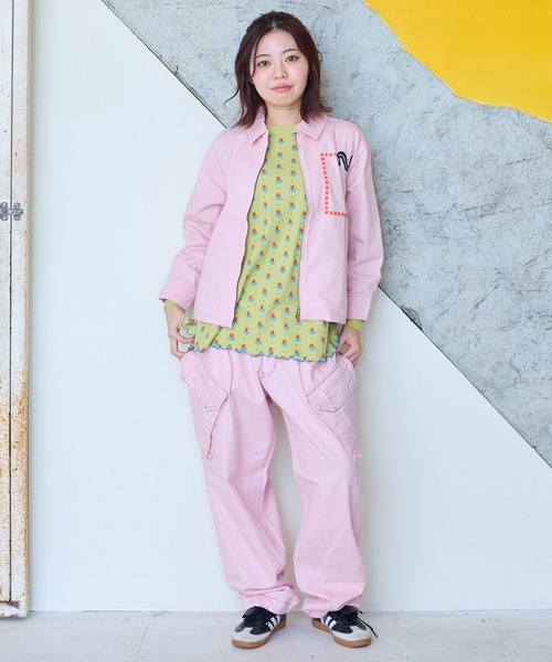 MARKEY'S（マーキーズ）の「ヘリンボンツイルミリタリーパンツ/おとな（カーゴパンツ・レディース・ライトピンク/ネイビー・160cm）」の8枚目の写真
