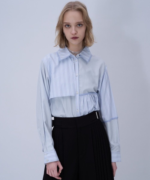 HARE（ハレ）の「パッチワークアソートガラシャツ(HARE)（シャツ/ブラウス・レディース・ライトブルー/ブラック・FREE）」の6枚目の写真