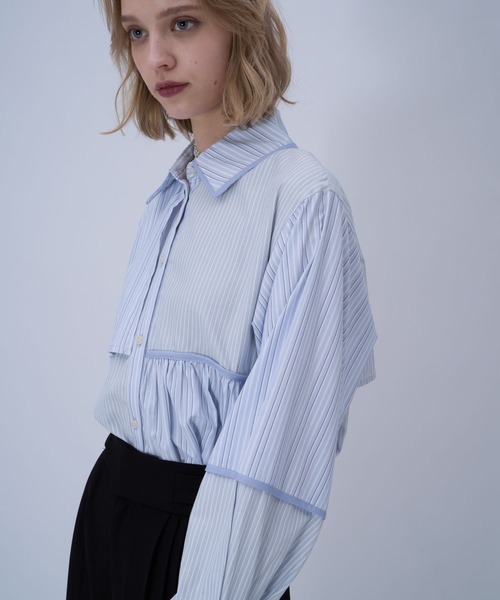 HARE（ハレ）の「パッチワークアソートガラシャツ(HARE)（シャツ/ブラウス・レディース・ライトブルー/ブラック・FREE）」の8枚目の写真