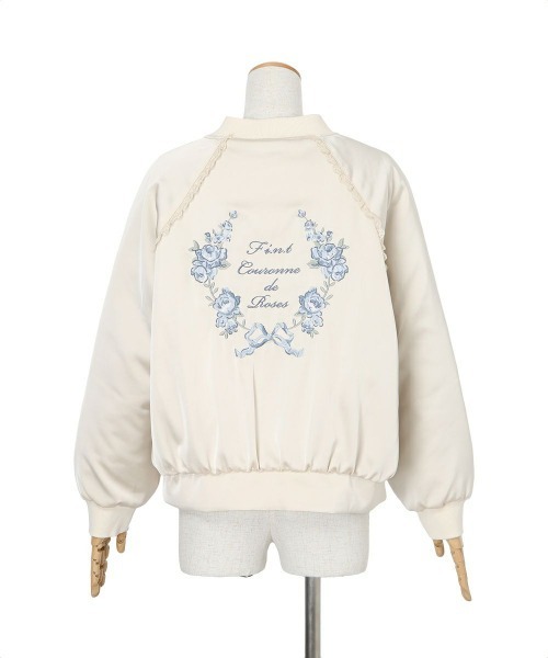 F i.n.t（フィント）の「ローズアーチ刺繍サテンブルゾン（ブルゾン・レディース・アイボリー/ピンクベージュ・FREE）」の12枚目の写真