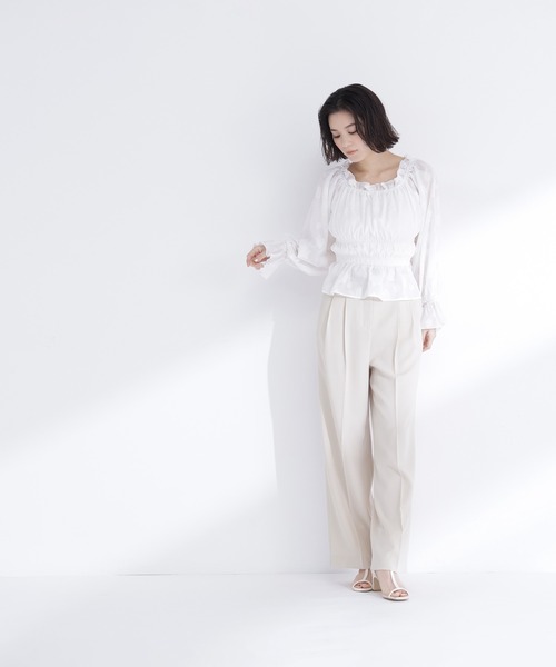 NATURAL BEAUTY BASIC(ナチュラルビューティーベーシック)の「【Oggi.jp掲載】タックステッチベルテッドパンツ(その他パンツ・レディース・イエロー/チャコールグレー・MEDIUM/P/S)」の8枚目の写真