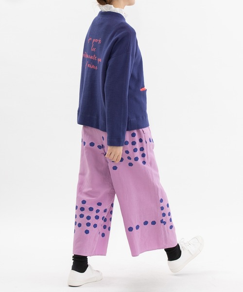 nop de nod(ノップドゥノッド)の「リネンレーヨンパネルドット9分丈パンツ(その他パンツ・レディース・ブラック/ピンク/ブルー・3)」の6枚目の写真