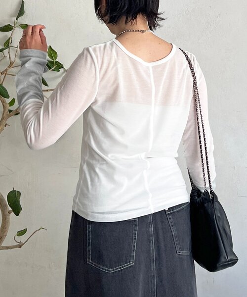 un dix cors(アンディコール)の「袖配色2WAY長袖カットソー(Tシャツ/カットソー・レディース・オフホワイト・FREE)」の21枚目の写真
