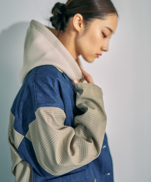 LEPSIM（レプシィム）の「デニムチェックドッキングジャケット　634146（デニムジャケット・レディース・ブルー・FREE）」の4枚目の写真