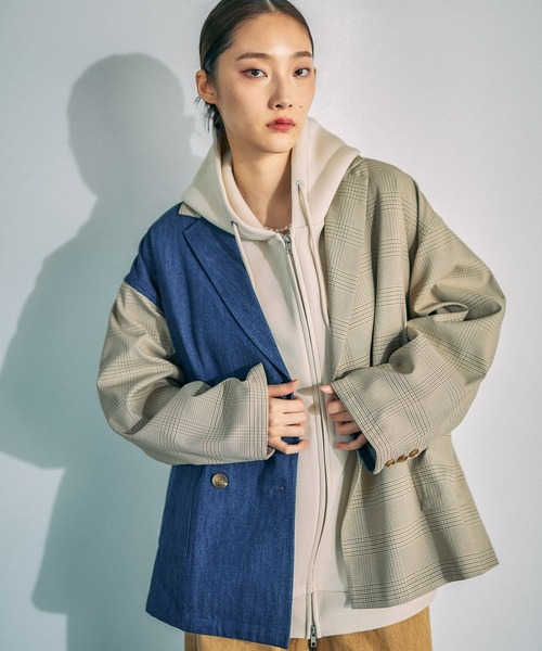 LEPSIM（レプシィム）の「デニムチェックドッキングジャケット　634146（デニムジャケット・レディース・ブルー・FREE）」の2枚目の写真