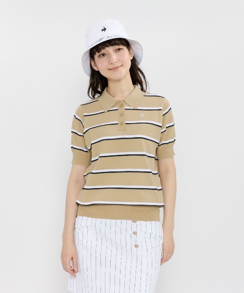 le coq sportif GOLF(ルコックスポルティフゴルフ)の「半袖ニットシャツ(ニット/セーター・レディース・ホワイト/オレンジ/ネイビー/ベージュ・3L/XL/L/M/S)」の3枚目の写真