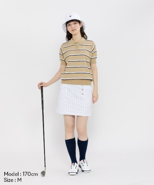 le coq sportif GOLF(ルコックスポルティフゴルフ)の「半袖ニットシャツ(ニット/セーター・レディース・ホワイト/オレンジ/ネイビー/ベージュ・3L/XL/L/M/S)」の7枚目の写真