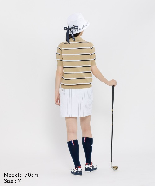 le coq sportif GOLF(ルコックスポルティフゴルフ)の「半袖ニットシャツ(ニット/セーター・レディース・ホワイト/オレンジ/ネイビー/ベージュ・3L/XL/L/M/S)」の8枚目の写真