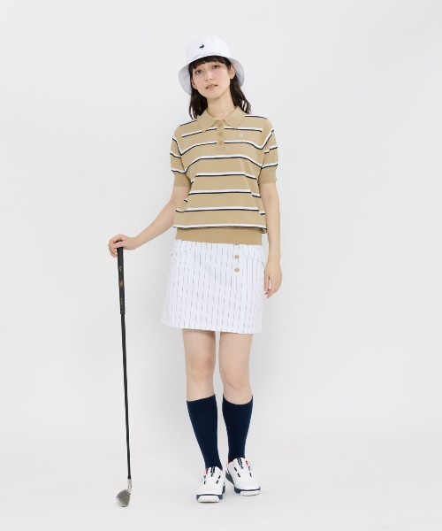 le coq sportif GOLF(ルコックスポルティフゴルフ)の「半袖ニットシャツ(ニット/セーター・レディース・ホワイト/オレンジ/ネイビー/ベージュ・3L/XL/L/M/S)」の9枚目の写真