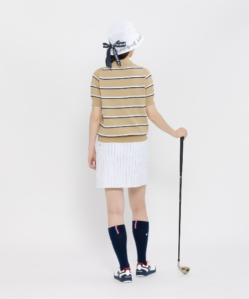 le coq sportif GOLF(ルコックスポルティフゴルフ)の「半袖ニットシャツ(ニット/セーター・レディース・ホワイト/オレンジ/ネイビー/ベージュ・3L/XL/L/M/S)」の10枚目の写真