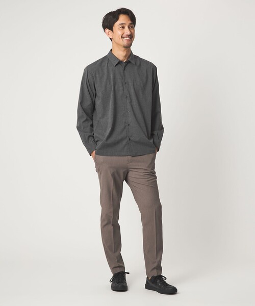 green label relaxing(グリーンレーベルリラクシング)の「【WEB限定】JUST fit ウールライク コンフォート シャツ -横ストレッチ-(シャツ/ブラウス・メンズ・ダークグレー/モカ/ブラック・L/M/S/XL)」の4枚目の写真