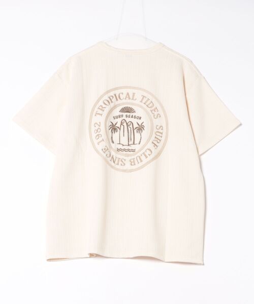 Kahiko(カヒコ)の「【Kahiko】SURF&Palms ハエナメンズTシャツ(Tシャツ/カットソー・メンズ・ベージュ/ブルー/グレー/ホワイト・FREE)」の1枚目の写真