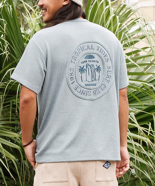 Kahiko(カヒコ)の「【Kahiko】SURF&Palms ハエナメンズTシャツ(Tシャツ/カットソー・メンズ・ベージュ/ブルー/グレー/ホワイト・FREE)」の4枚目の写真