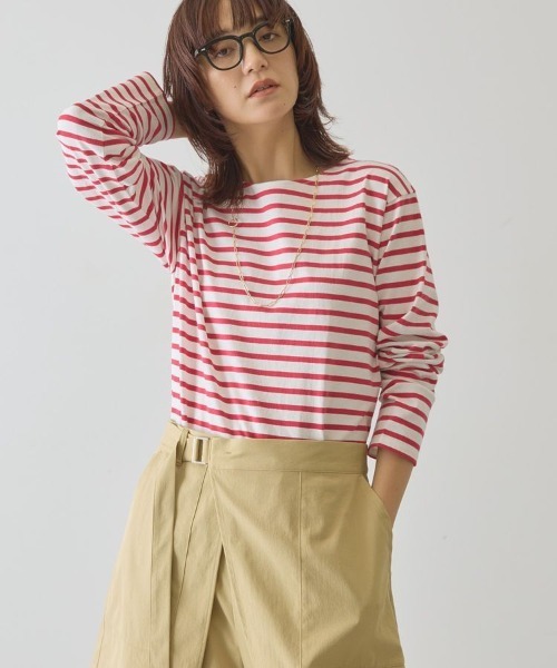 AMERICAN HOLIC（アメリカンホリック）の「バスクボーダーロンT（Tシャツ/カットソー・レディース・イエロー/ネイビー/ピンク・L/M）」の3枚目の写真