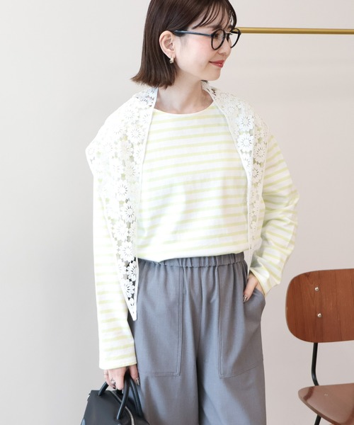 AMERICAN HOLIC（アメリカンホリック）の「バスクボーダーロンT（Tシャツ/カットソー・レディース・イエロー/ネイビー/ピンク・L/M）」の18枚目の写真