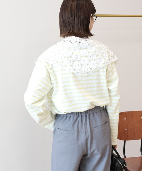 AMERICAN HOLIC（アメリカンホリック）の「バスクボーダーロンT（Tシャツ/カットソー・レディース・イエロー/ネイビー/ピンク・L/M）」の19枚目の写真