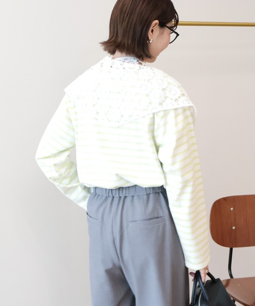 AMERICAN HOLIC（アメリカンホリック）の「バスクボーダーロンT（Tシャツ/カットソー・レディース・イエロー/ネイビー/ピンク・L/M）」の20枚目の写真