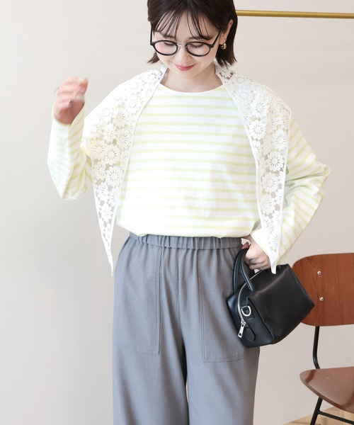 AMERICAN HOLIC（アメリカンホリック）の「バスクボーダーロンT（Tシャツ/カットソー・レディース・イエロー/ネイビー/ピンク・L/M）」の21枚目の写真