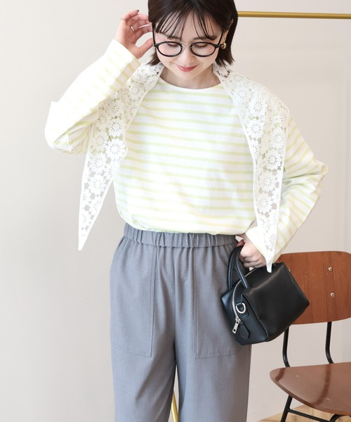 AMERICAN HOLIC（アメリカンホリック）の「バスクボーダーロンT（Tシャツ/カットソー・レディース・イエロー/ネイビー/ピンク・L/M）」の22枚目の写真