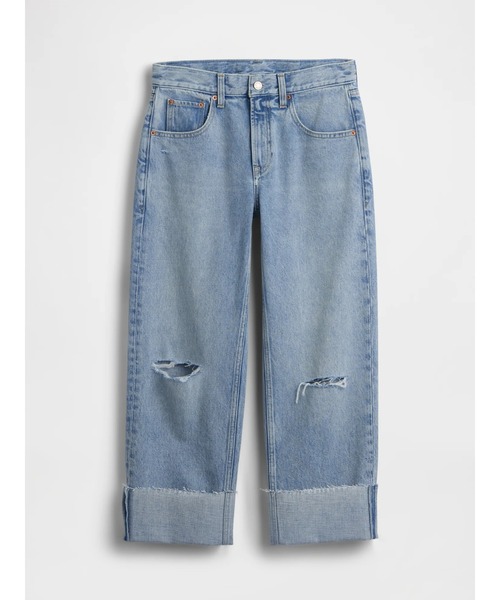 GAP（ギャップ）の「ロースラング リラックスフィット クロップドデニム（デニムパンツ・レディース・ライトインディゴブルー・25/27/28/23/24/26/29/30）」の4枚目の写真