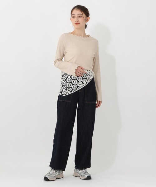 Afternoon Tea(アフタヌーンティー)の「クロシェ風スカーフ(バンダナ/スカーフ・レディース・ブラック/アイボリー・ONE SIZE)」の6枚目の写真