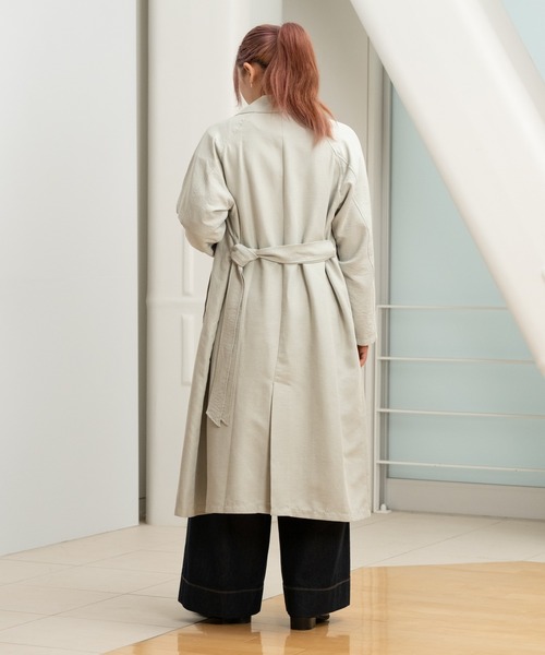 STRAWBERRY-FIELDS（ストロベリーフィールズ）の「スウェードライクピーチ（トレンチコート・レディース・グリーン/グレイッシュベージュ・2）」の15枚目の写真