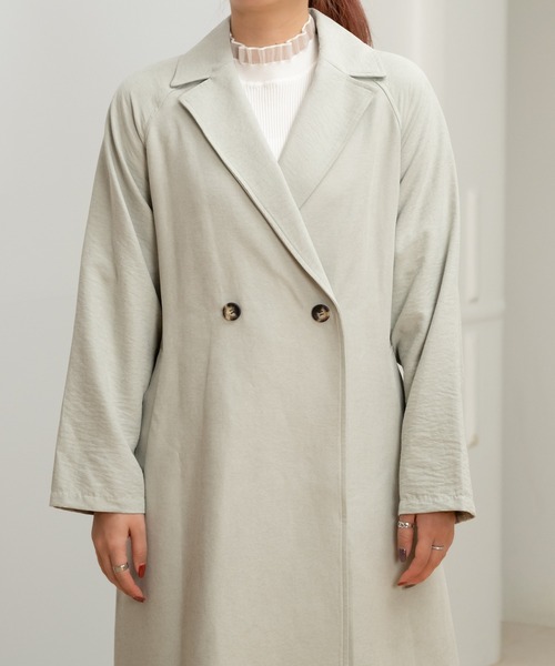 STRAWBERRY-FIELDS（ストロベリーフィールズ）の「スウェードライクピーチ（トレンチコート・レディース・グリーン/グレイッシュベージュ・2）」の16枚目の写真