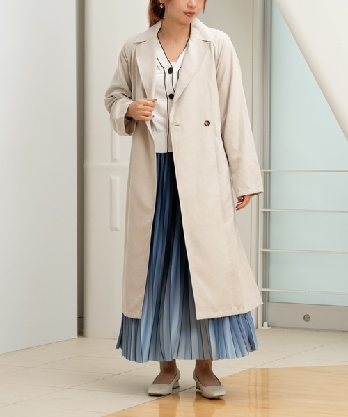 STRAWBERRY-FIELDS（ストロベリーフィールズ）の「スウェードライクピーチ（トレンチコート・レディース・グリーン/グレイッシュベージュ・2）」の12枚目の写真