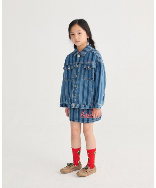 BOBO CHOSES（ボボショーズ）の「Striped denimジャケット【キッズ】（デニムジャケット・キッズ・ストライプ・130/120/110/100）」の2枚目の写真