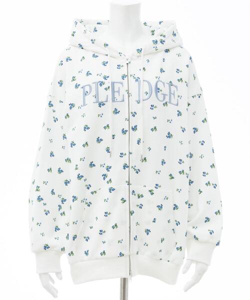 INGNI(イング)の「花柄胸ロゴスウェットジップパーカー(パーカー・レディース・ホワイト×ピンク/ホワイト×ブルー・M)」の20枚目の写真