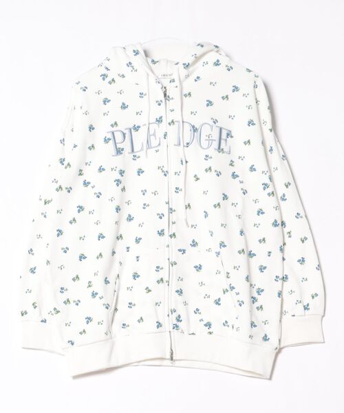 INGNI(イング)の「花柄胸ロゴスウェットジップパーカー(パーカー・レディース・ホワイト×ピンク/ホワイト×ブルー・M)」の19枚目の写真
