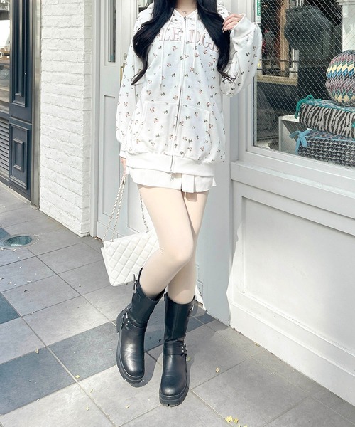 INGNI(イング)の「花柄胸ロゴスウェットジップパーカー(パーカー・レディース・ホワイト×ピンク/ホワイト×ブルー・M)」の17枚目の写真