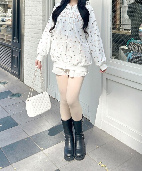 INGNI(イング)の「花柄胸ロゴスウェットジップパーカー(パーカー・レディース・ホワイト×ピンク/ホワイト×ブルー・M)」の18枚目の写真