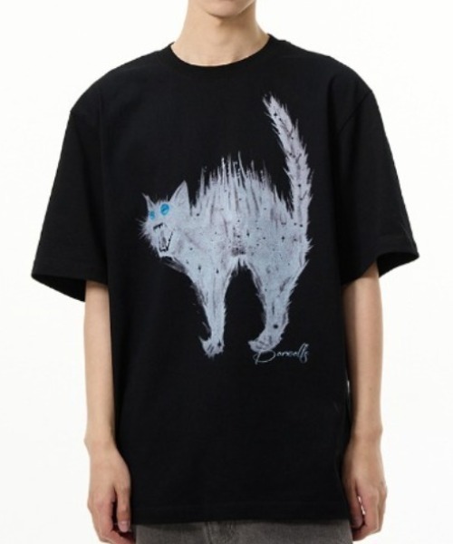lilful（リルフル）の「【26年春夏新作】キャットプリントグラフィックTシャツ（Tシャツ/カットソー・メンズ・ホワイト/ブラック・L/M）」の7枚目の写真