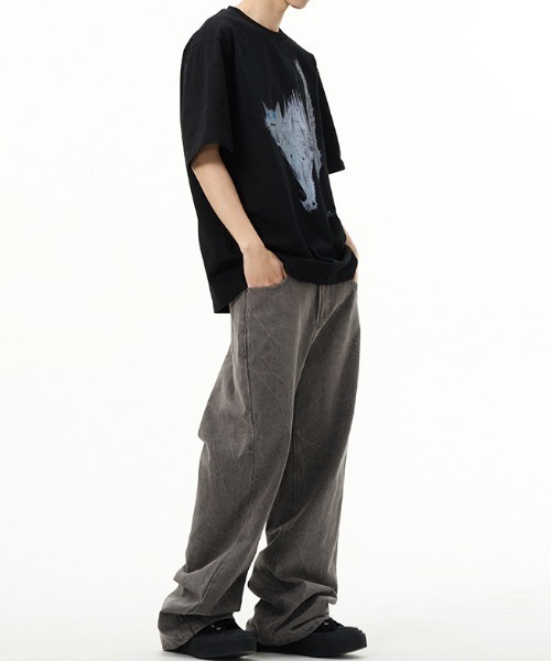 lilful（リルフル）の「【26年春夏新作】キャットプリントグラフィックTシャツ（Tシャツ/カットソー・メンズ・ホワイト/ブラック・L/M）」の8枚目の写真