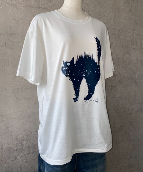 lilful（リルフル）の「【26年春夏新作】キャットプリントグラフィックTシャツ（Tシャツ/カットソー・メンズ・ホワイト/ブラック・L/M）」の6枚目の写真