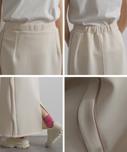 Fizz（フィズ）の「ダンボールIライントラックスカート（スカート・レディース・ブラック/アイボリー/ベージュ・M）」の4枚目の写真
